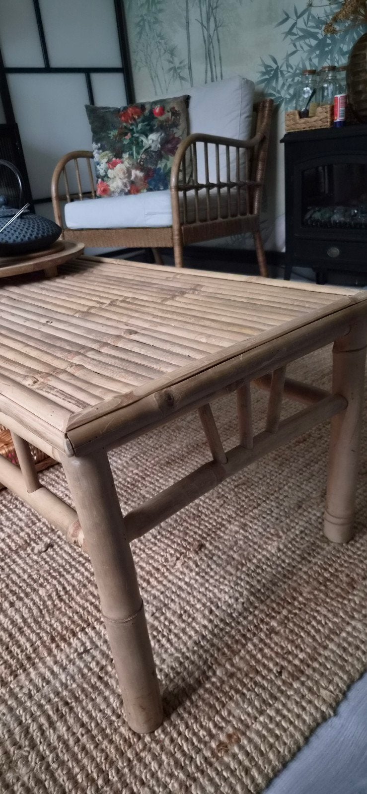 bamboe salontafel, Ophalen, 100 tot 150 cm, 50 tot 100 cm, Zo goed als nieuw