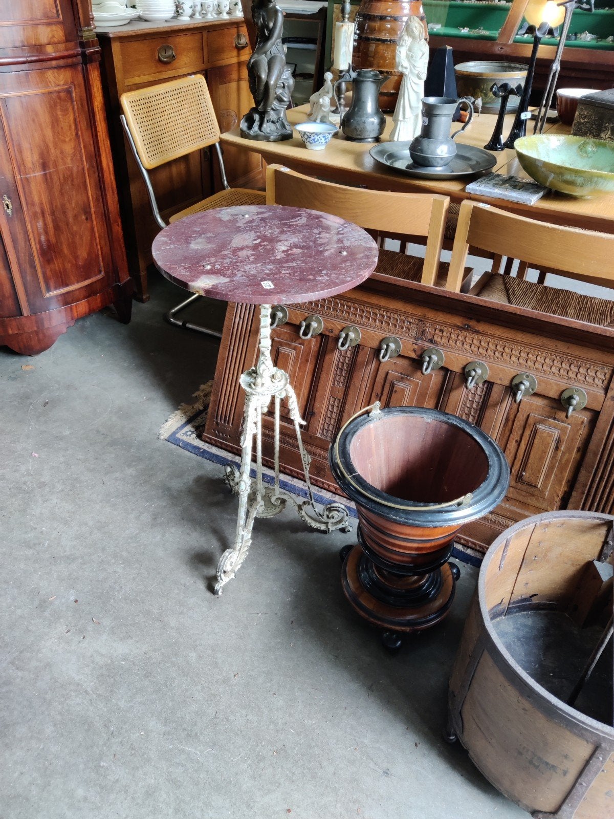 Antieke bijzettafel met marmeren blad, Ophalen