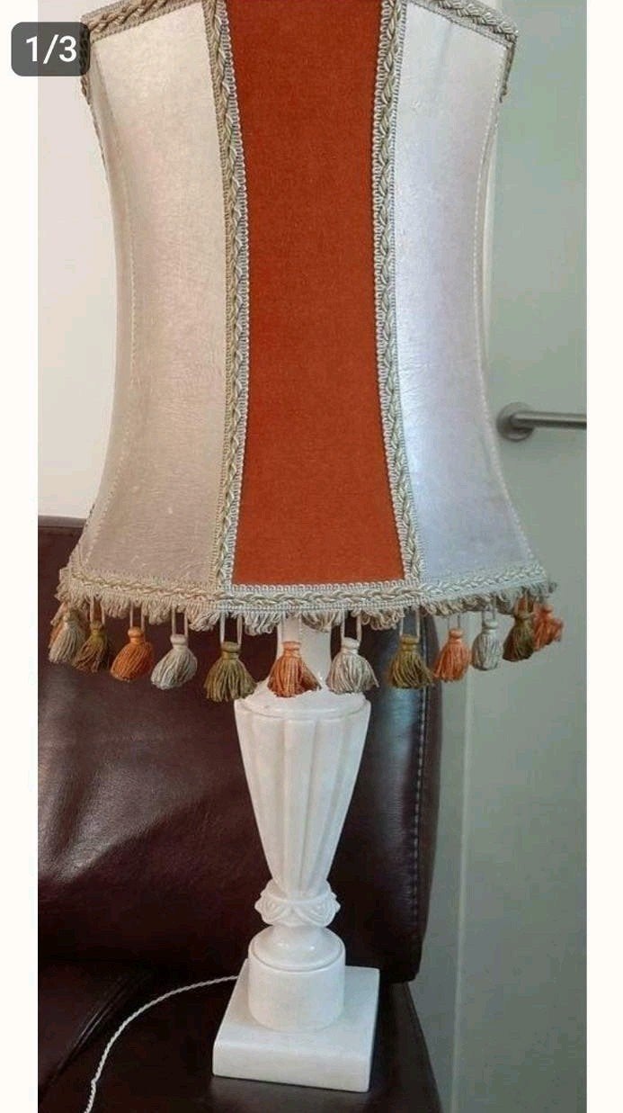 Elegante Marmeren Tafellamp met Kwastjes, Ophalen of Verzenden