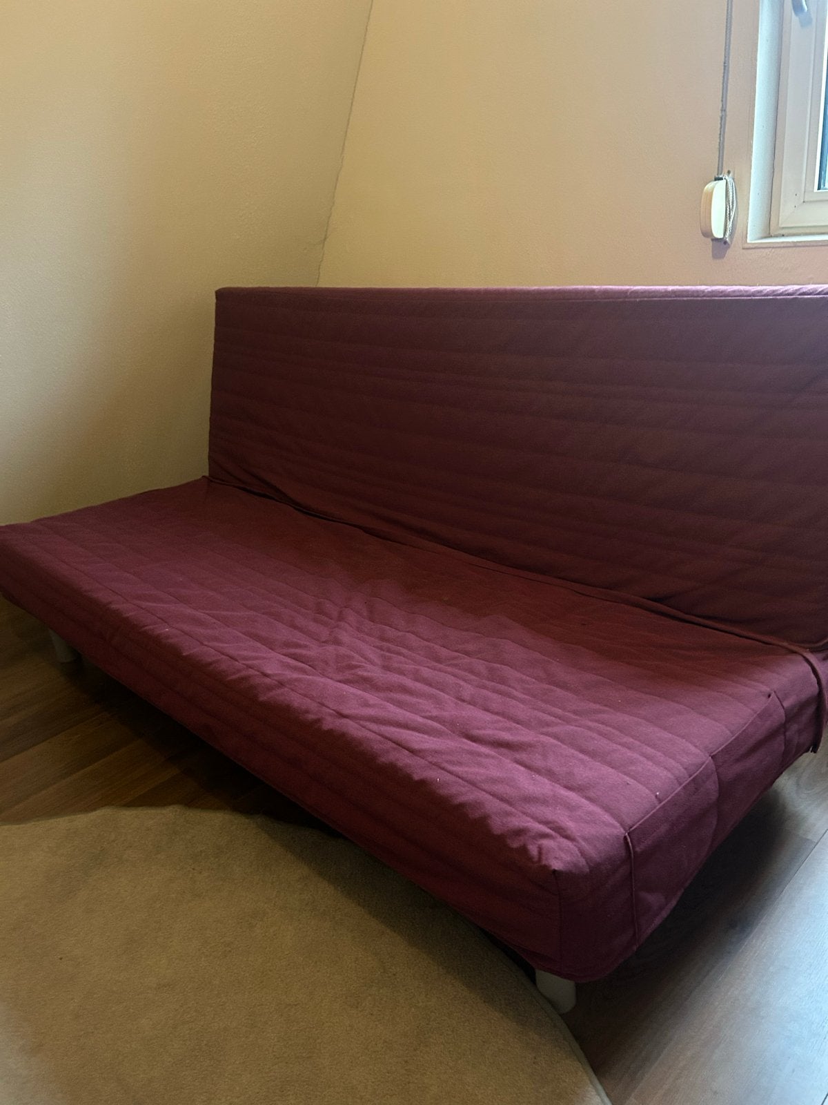 IKEA Beddinge slaapbank - 2-persoons - rood/paars, Gebruikt, Tweepersoons, 200 cm, Rood