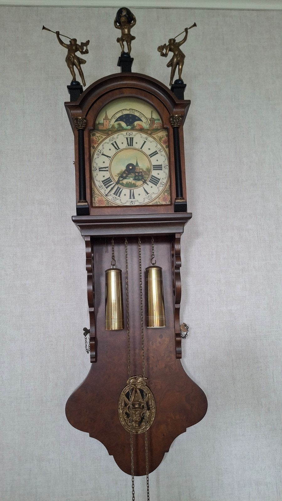 Antieke Friese Staartklok met Maanstand en Bellen, Antiek en Kunst, Ophalen