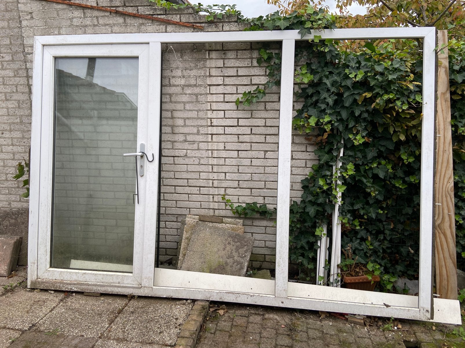 Kunststof serre pui met loopdeur - Zeeuws Vlaanderen, Ophalen, Gevelraam of Ruit, Gebruikt, Dubbelglas