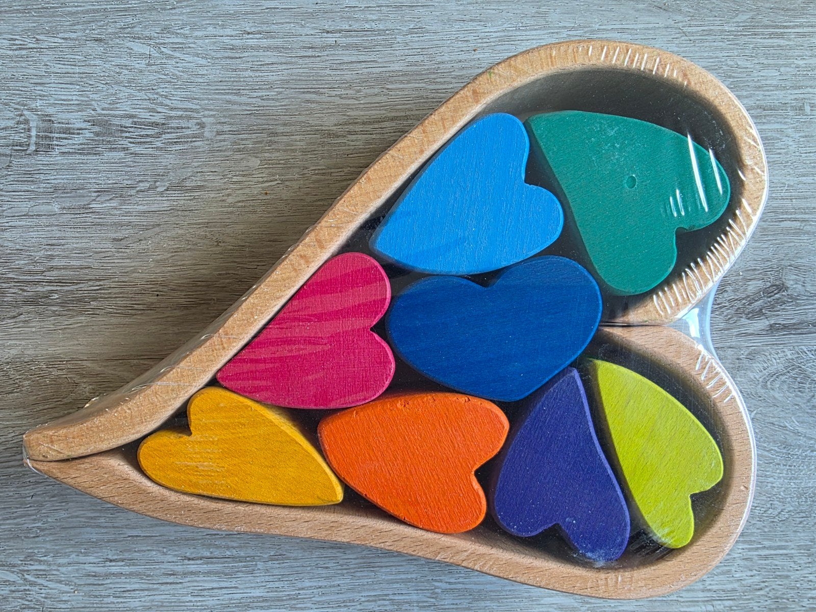 Houten speelgoed open einde spel gekleurde hartjes, Kinderen en Baby's, Ophalen of Verzenden, Nieuw, Overige typen