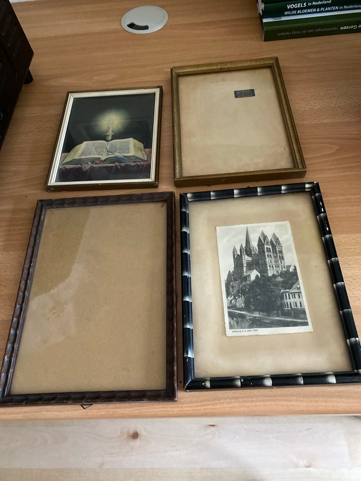 Diverse fotolijsten en ingelijste kunst - Vintage collectie, Huis en Inrichting, Gebruikt, Ophalen of Verzenden, Fotolijst, Met afbeelding