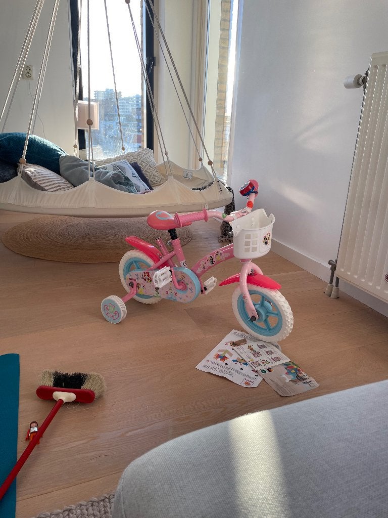 Eerste kinderfiets roze (met zijwieltjes) 10 inch, Fietsen en Brommers, Fietsen | Kinderfietsjes, Gebruikt, Minder dan 16 inch