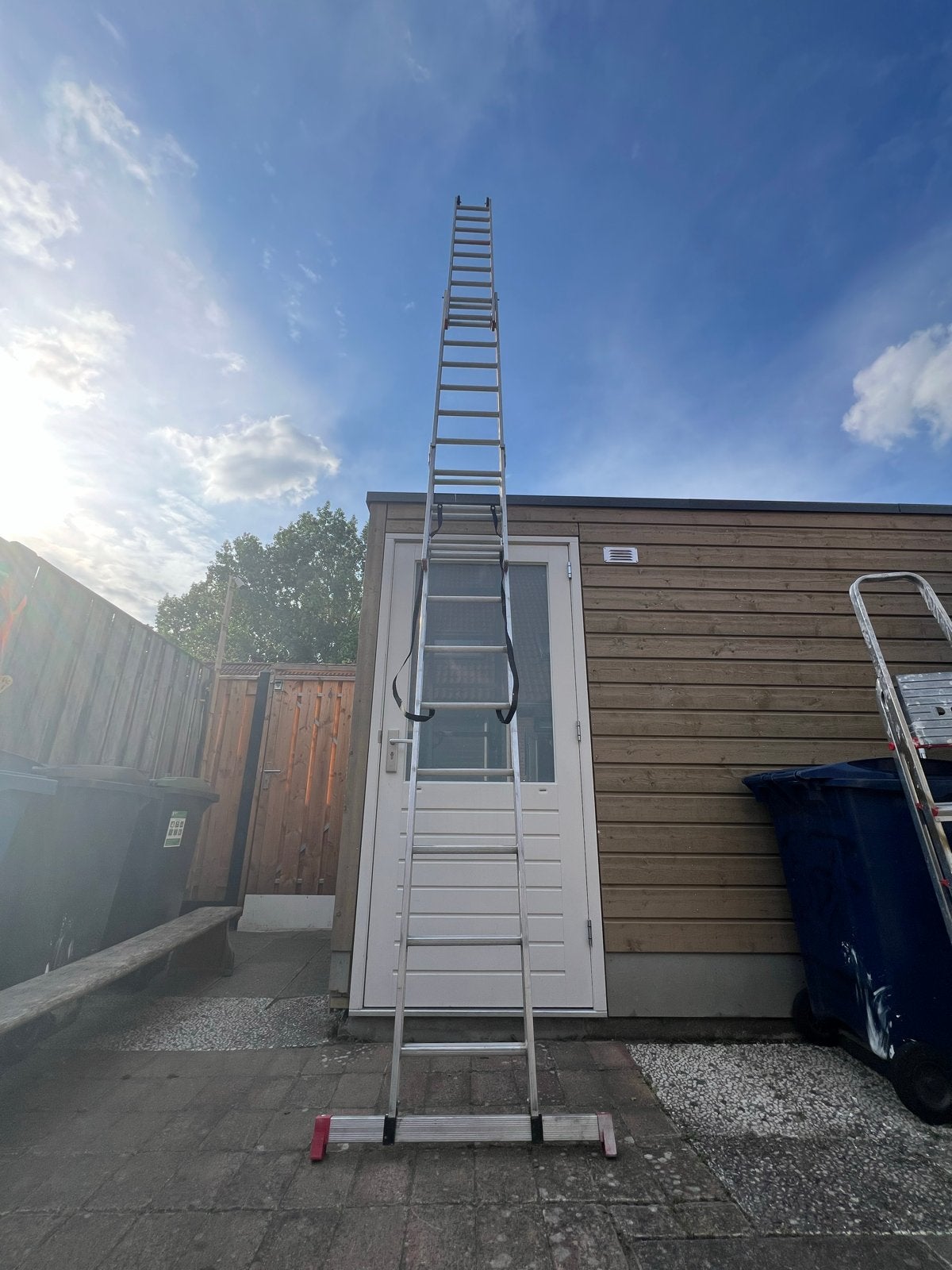 Uitschuifbare ladder, 3-delig, aluminium, Doe-het-zelf en Verbouw, Ladders en Trappen, Gebruikt, Ladder, 4 meter of meer, Opvouwbaar of Inschuifbaar