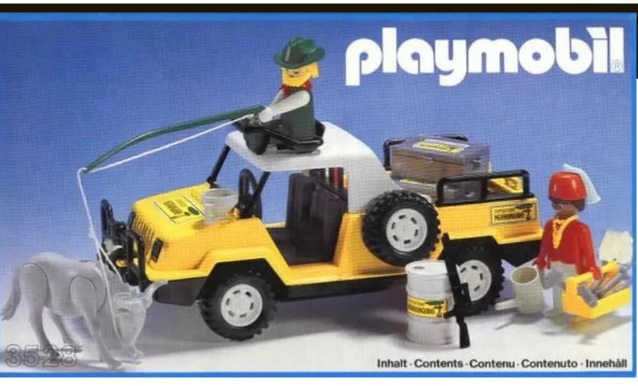 Vintage Playmobil 3528 safari auto jeep, Wild life, Gebruikt, Complete set, Voertuig