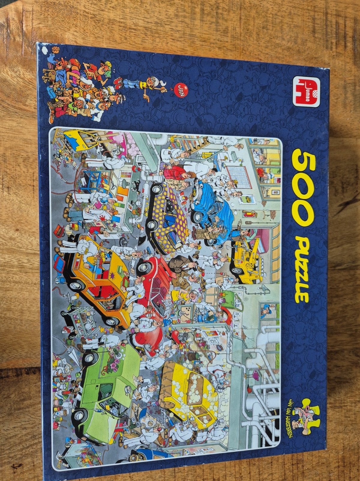 Jan van Haasteren puzzel - In de autospuiterij (500 stukjes), Ophalen, 500 t/m 1500 stukjes, Zo goed als nieuw, Legpuzzel