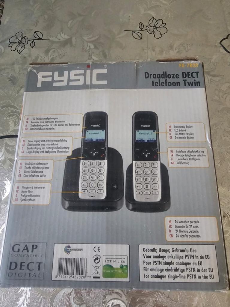Fysic FX-7820 Draadloze DECT Telefoon Twinset, Ophalen, Zo goed als nieuw, 2 handsets, Stralingsarm