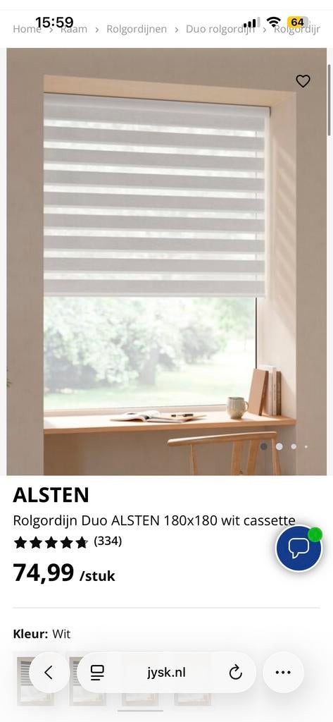 3x Duo rolgordijn Alsten Jysk - ZGAN (2x 140x180, 1x 80x180), Huis en Inrichting, Stoffering | Gordijnen en Lamellen, Ophalen