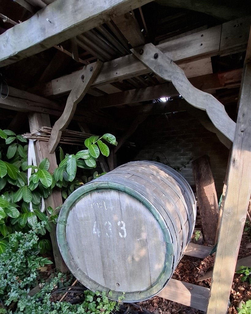 Oud wijnvat 1012 liter Decoratie Sauna Houten wijnvat Tuin, 150 liter of meer, Ophalen, Gebruikt, Hout