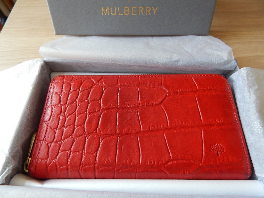 Mulberry rood leren portemonnee in originele doosje, Ophalen of Verzenden, Gebruikt, Rood