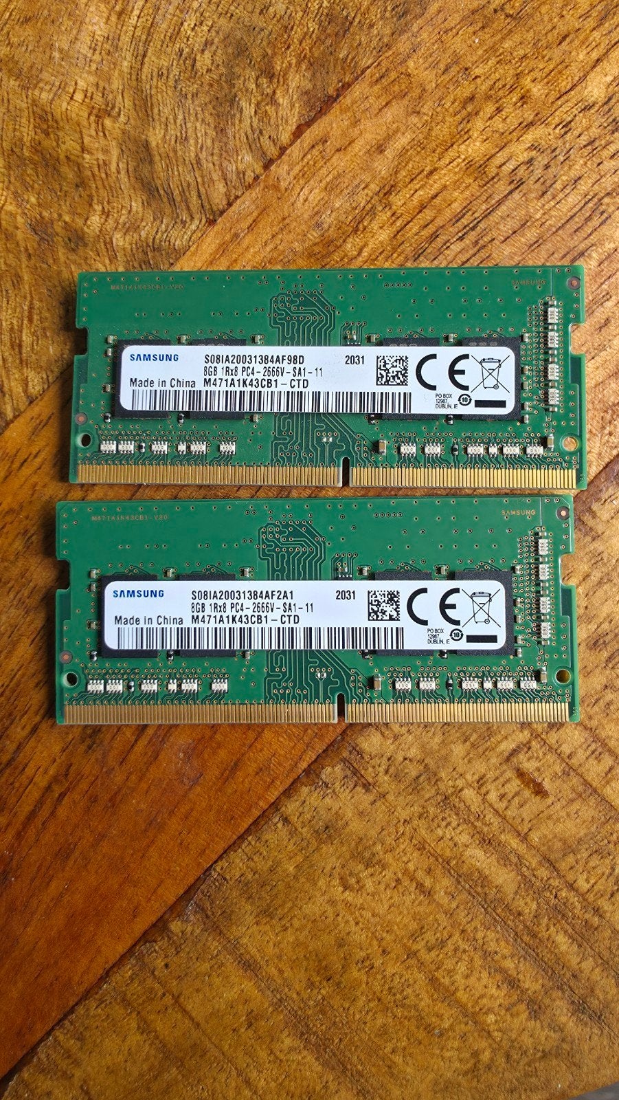 2 x 8gb ddr4 so-dimm geheugen Samsung, Computers en Software, RAM geheugen, DDR4, Ophalen of Verzenden, Zo goed als nieuw, Laptop