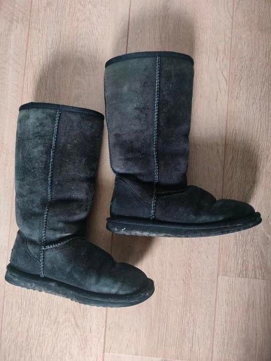 Ugg Australia zwarte gevoerde laarzen, boots, echt leer, wol, Hoge laarzen, UGG, Zwart, Ophalen of Verzenden