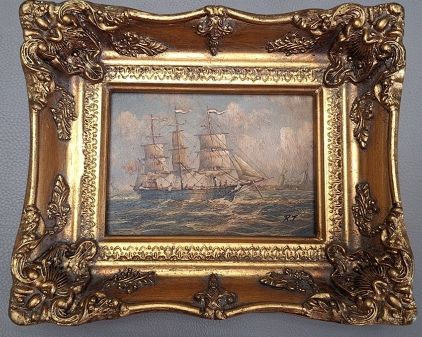 Klassiek schilderij Nederlandse scheepvaart, Ingelijst, Nederlandse school, Ophalen of Verzenden, Olieverf