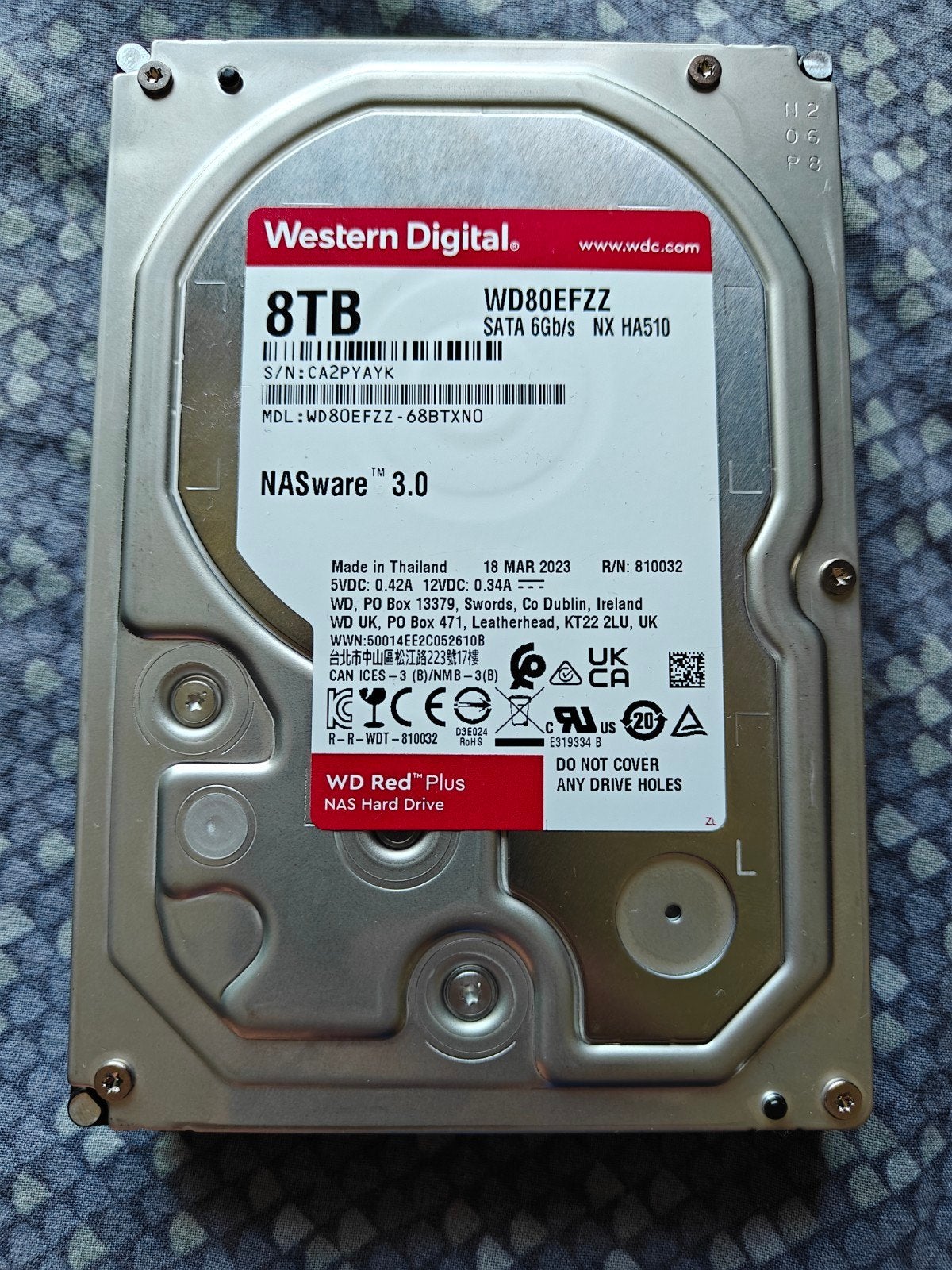 Western Digital Red Plus 8TB NAS Hard Drive, Computers en Software, Harde schijven, Intern, Western Digital, Server, 8TB