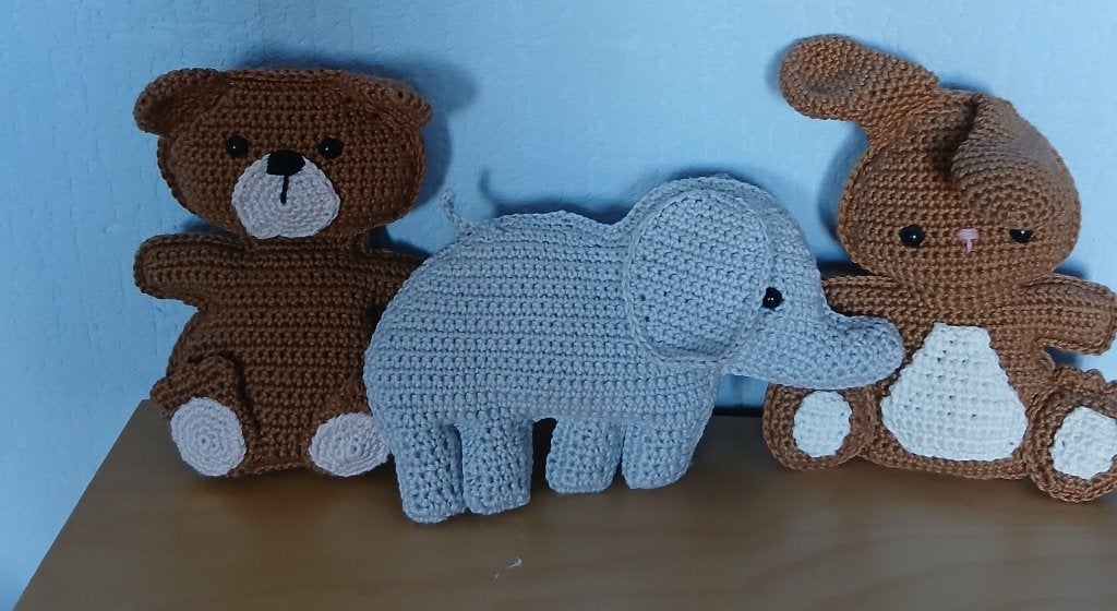 Gehaakte knuffel beer, olifant, haas, Ophalen of Verzenden, Nieuw, Overige typen, Handgemaakt