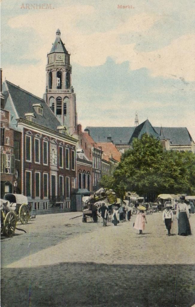 2 Arnhem Markt 1913, Ophalen of Verzenden, Voor 1920, Gelopen, Gelderland