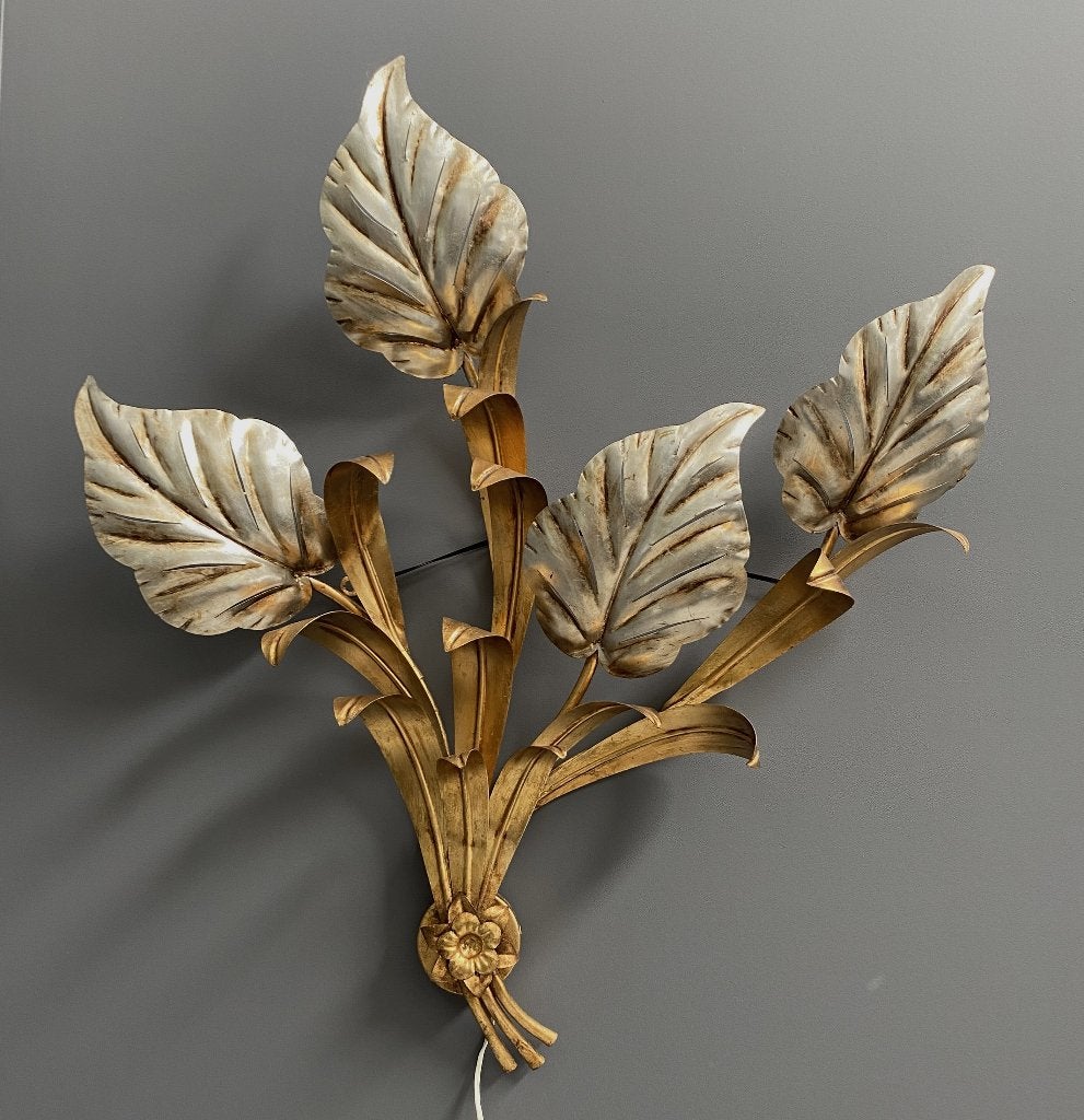 70 jaren Hans Kögl wand lamp 4 E14 fitting Hollywood Regency, Ophalen, Gebruikt, E14 (klein), Goud