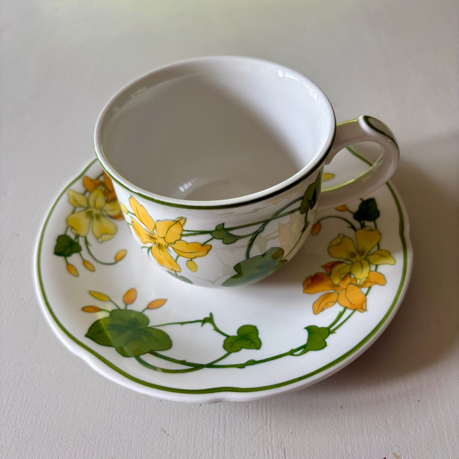 Villeroy & Boch kop & schotel 'Geranium', Gebruikt, Villeroy & Boch, Vintage, Ophalen of Verzenden