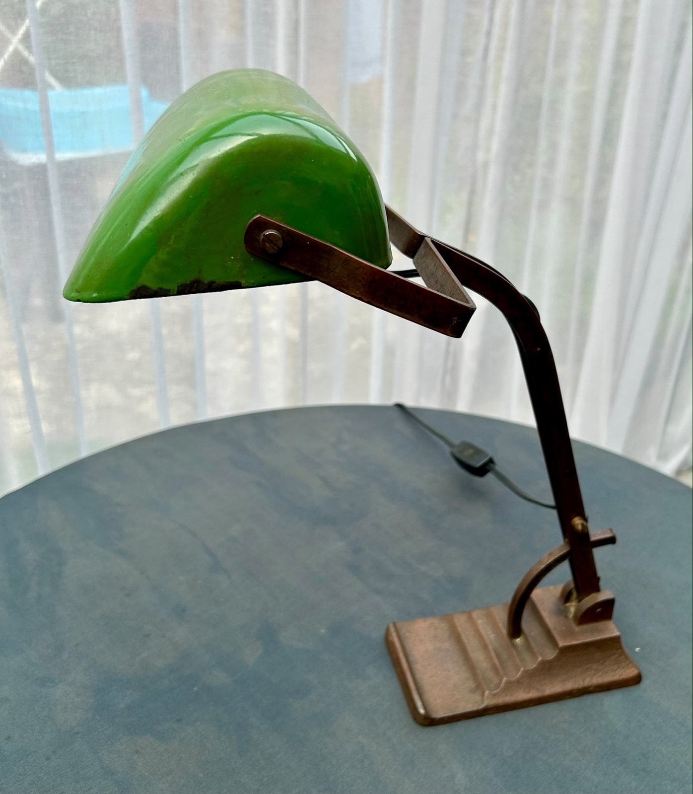 Vintage Bureaulamp met Groene Kap - Jaren '30/'40, Ophalen
