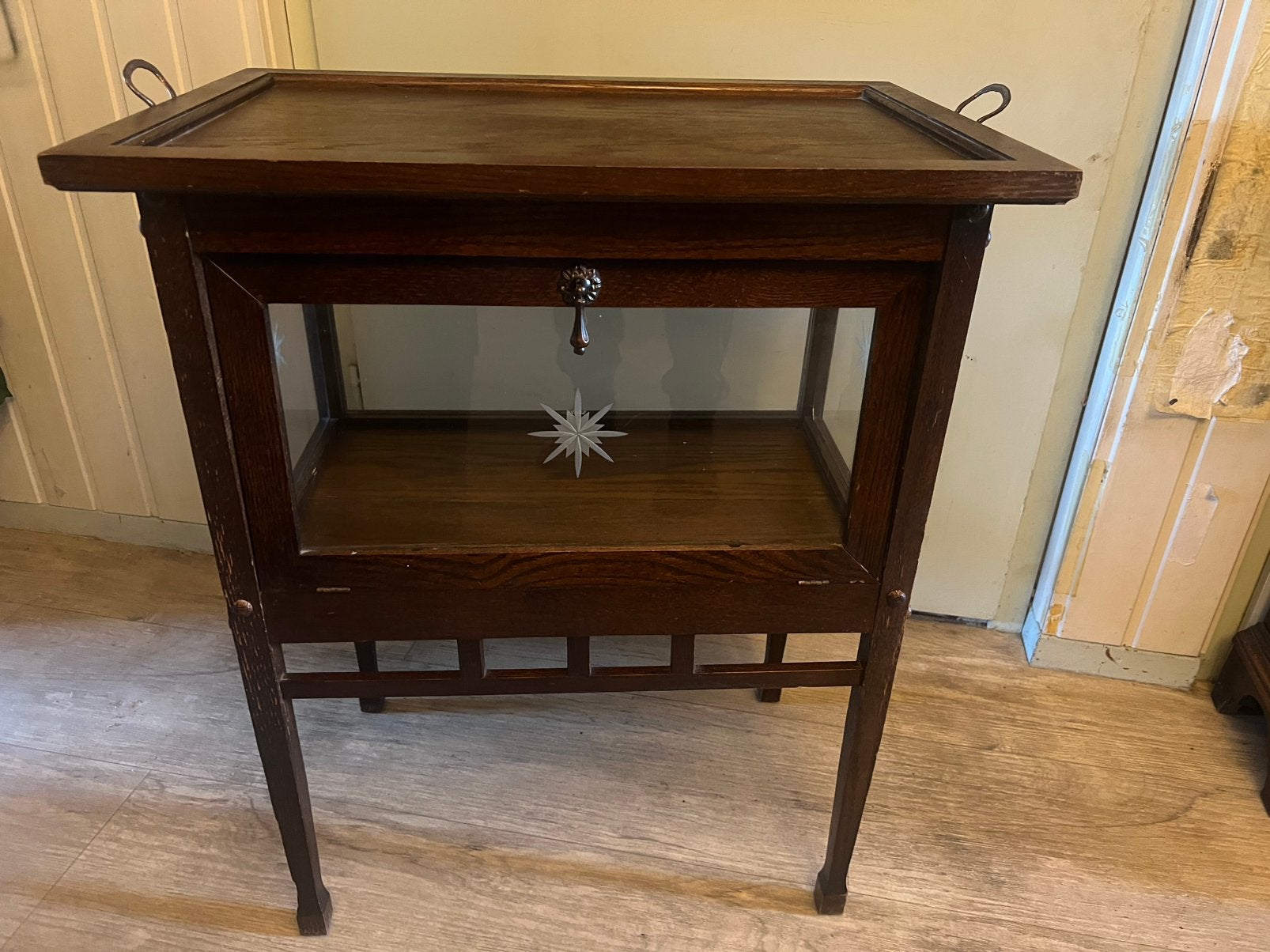 Antiek Eikenhouten Theekastje met Dienblad Art Deco., Ophalen