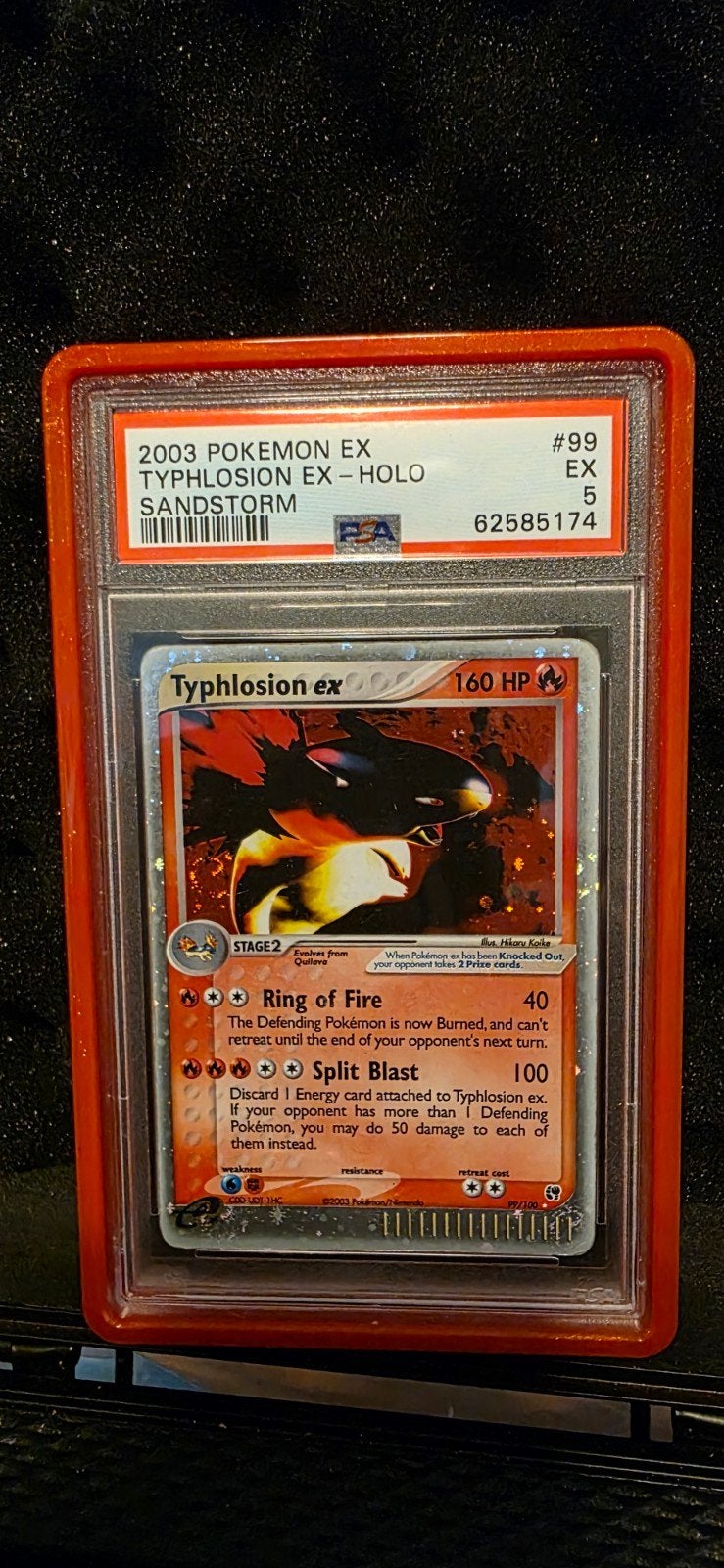 Typhlosion ex PSA 5 swirl, Ophalen of Verzenden, Zo goed als nieuw, Losse kaart, Foil