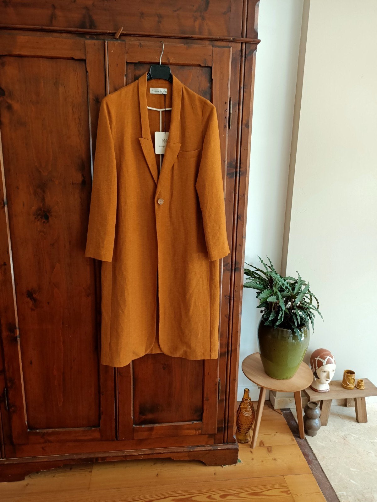 Phisique du Role * prachtige design coat Linnen Italy mt 3, Maat 38/40 (M), Oranje, Ophalen of Verzenden, Zo goed als nieuw