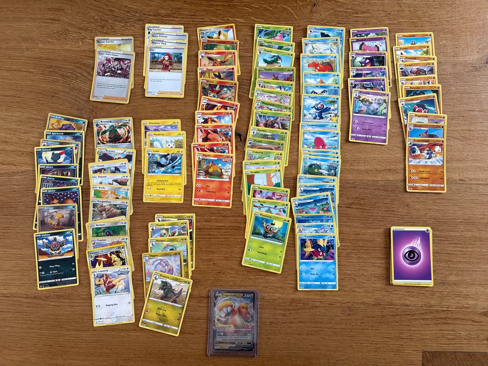 Grote collectie Pokémon kaarten met Dragonite V, Ophalen of Verzenden, Gebruikt, Meerdere kaarten