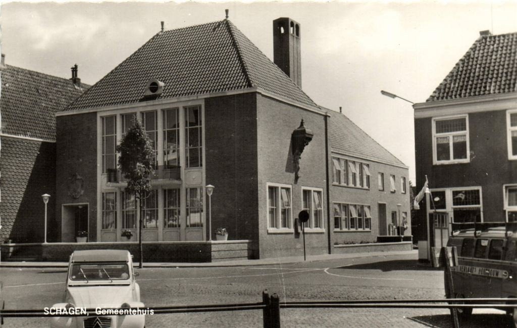 Schagen, Gemeentehuis - 2CV - ongelopen, Verzenden, 1960 tot 1980, Ongelopen, Noord-Holland