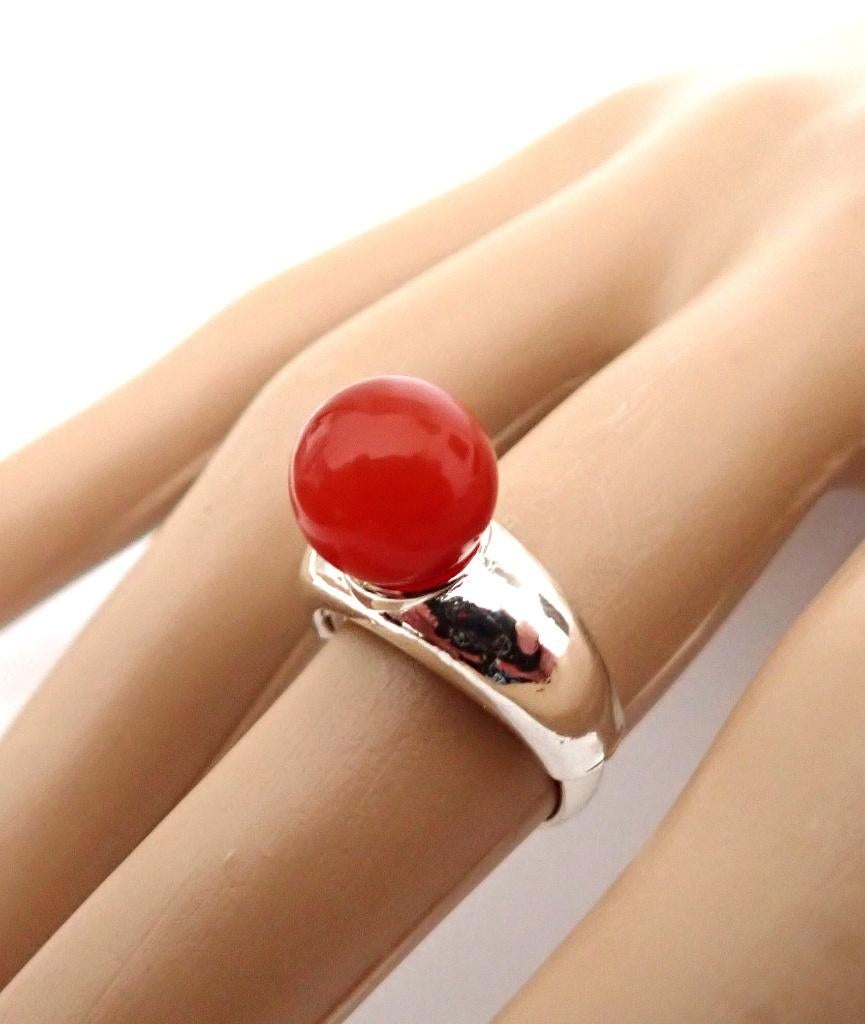 Ring met carneool, gemerkt, Verzenden, Zo goed als nieuw, Dame of Heer, Zilver