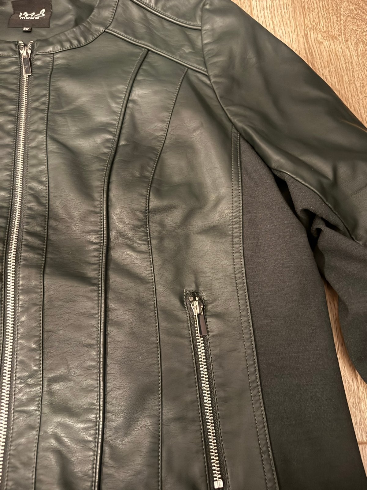 Stijlvol donkergroen  Imitatie Leren Jasje - Ms Mode Maat 50, Ophalen of Verzenden, Zo goed als nieuw, Maat 46/48 (XL) of groter