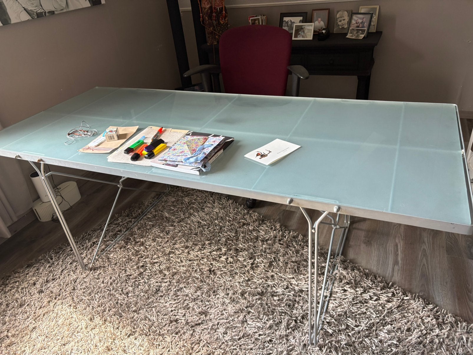 Glazen tafel, Tuin en Terras, Ophalen, Gebruikt, Rechthoekig