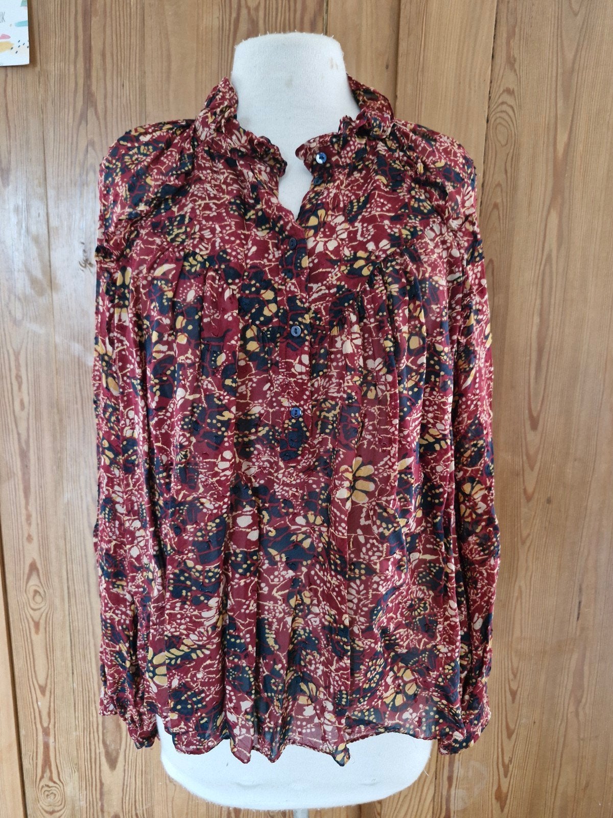 Ba&sh top viscose bloemen print herfstkleuren mt L zgan, Kleding | Dames, Meerkleurig, Maat 42/44 (L), Ophalen of Verzenden, Zo goed als nieuw