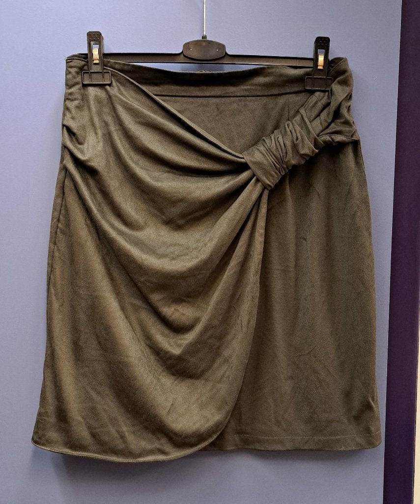 Yaya donker grijze suedine rok met flap/knoop mt 38/40 44326, Maat 38/40 (M), ., Ophalen of Verzenden, Zo goed als nieuw