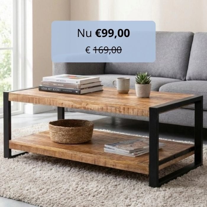 Industriële salontafels van acaciahout en mangohout, 100 tot 150 cm, Nieuw, 50 tot 100 cm, Industrieel
