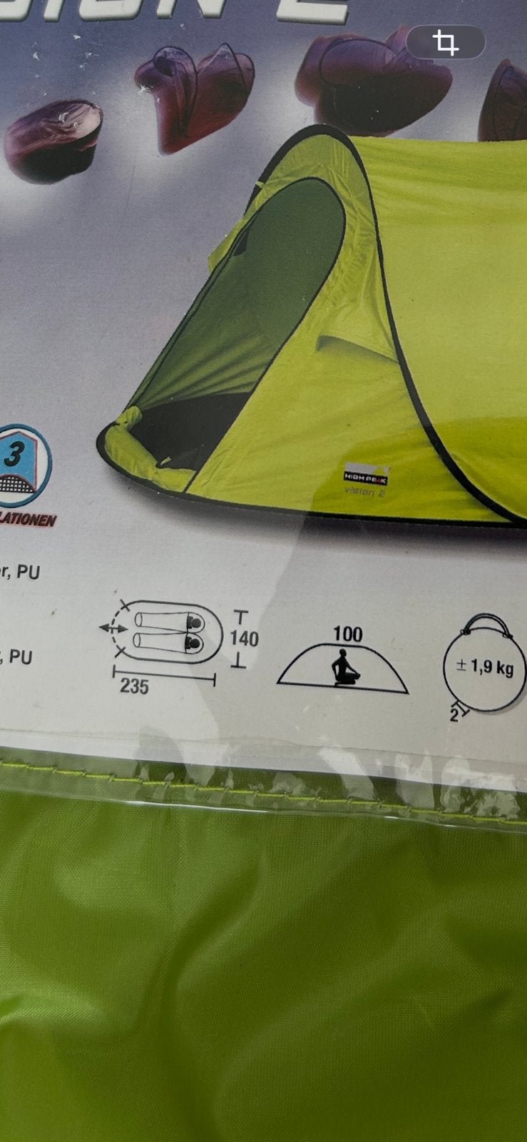 High Peak vision 2 tent VASTE prijs ZGAN, Ophalen, Zo goed als nieuw, Tot en met 2
