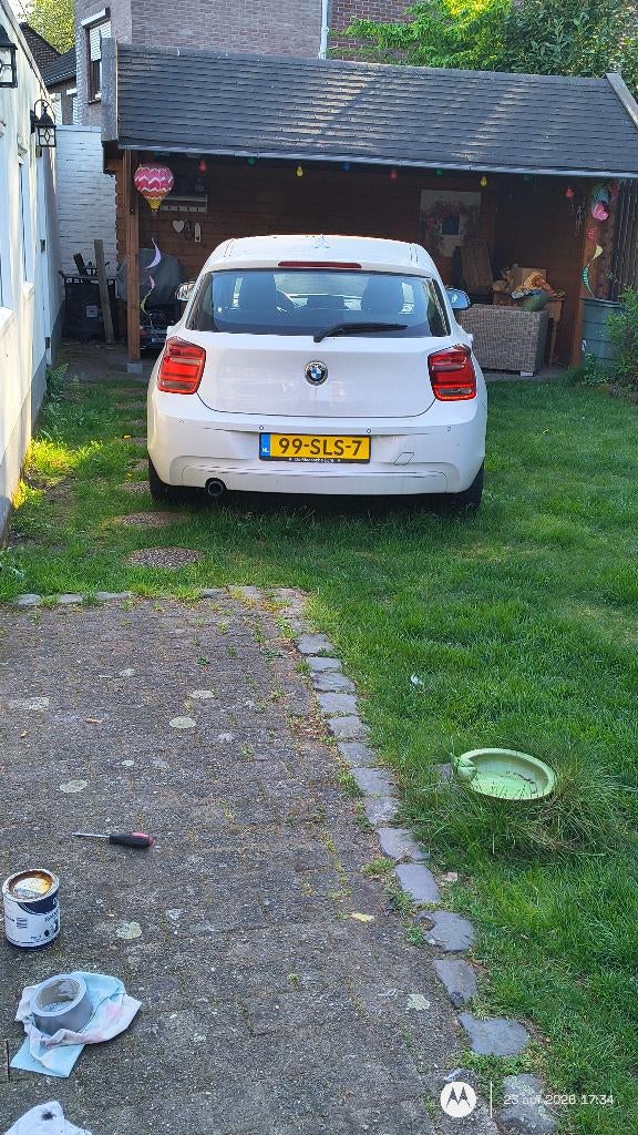 BMW 1-Serie Turbo 200PK 5DR Aut8 voorachade, Auto's, Achterwielaandrijving, 4 cilinders, 1290 kg, Wit
