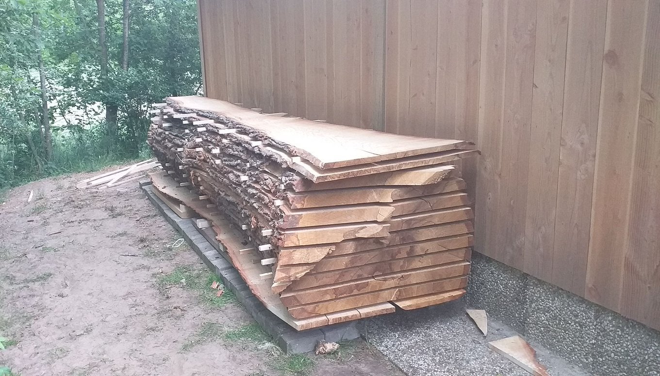 eiken boomstam gedroogd 4m lang, Ophalen, Eiken, Plank, 50 mm of meer