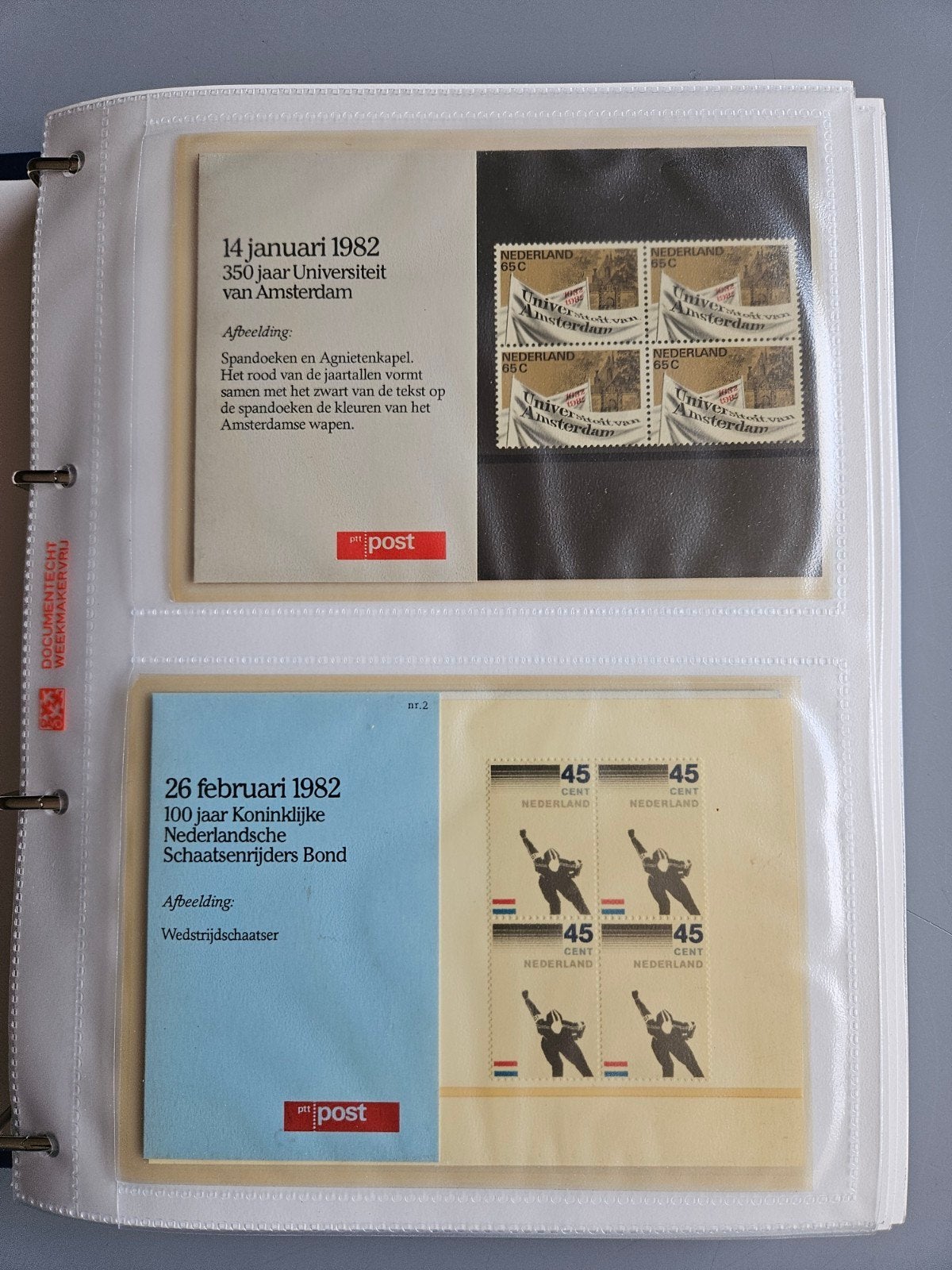 4 albums voor postzegelmapjes waarvan 1 gevuld nr 1 t/m 43, Verzenden, Na 1940, Postfris