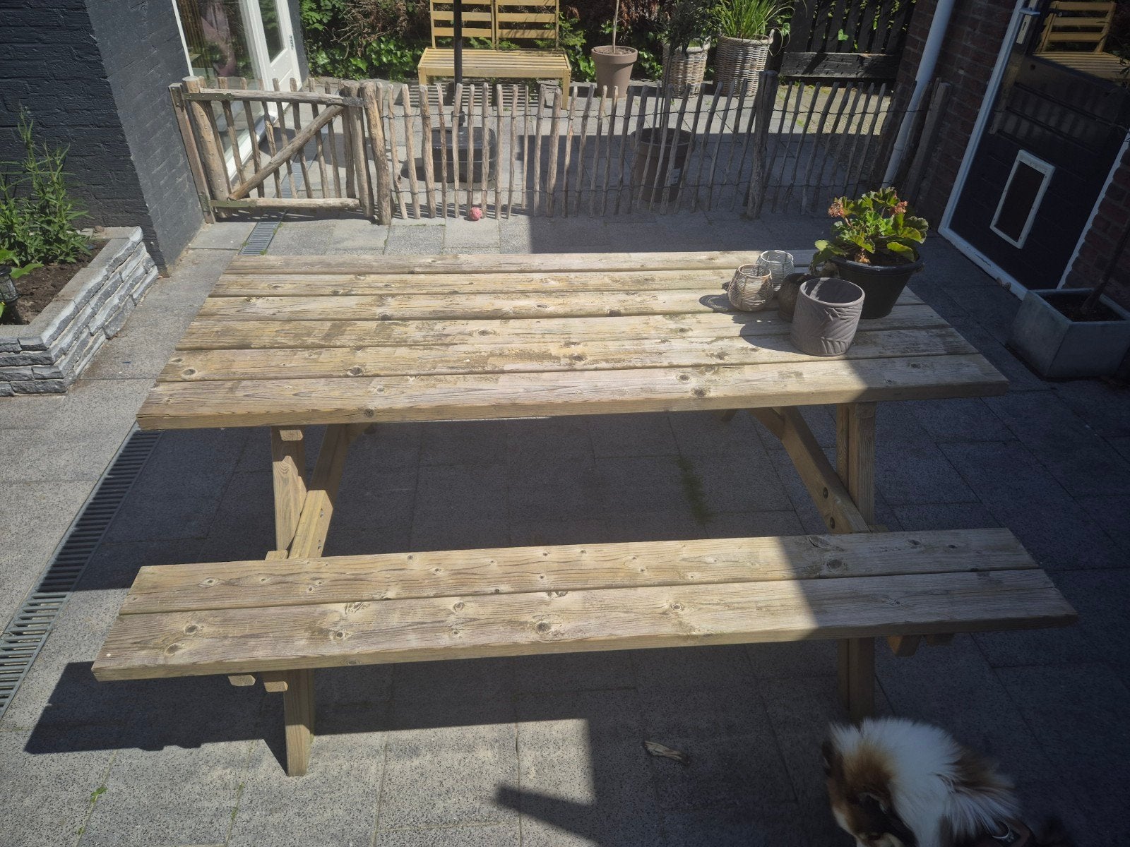 Mooie Sediano picknicktafel, als nieuw, banken opklapbaar, Tuin en Terras, Picknicktafels, Ophalen, Zo goed als nieuw, Hout, Inklapbaar