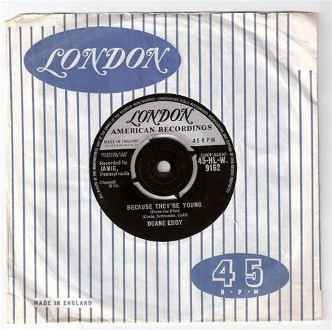 Duane Eddy – Because They're Young instr beat surf sixties, Cd's en Dvd's, 7 inch, Zo goed als nieuw, Pop, Overige typen