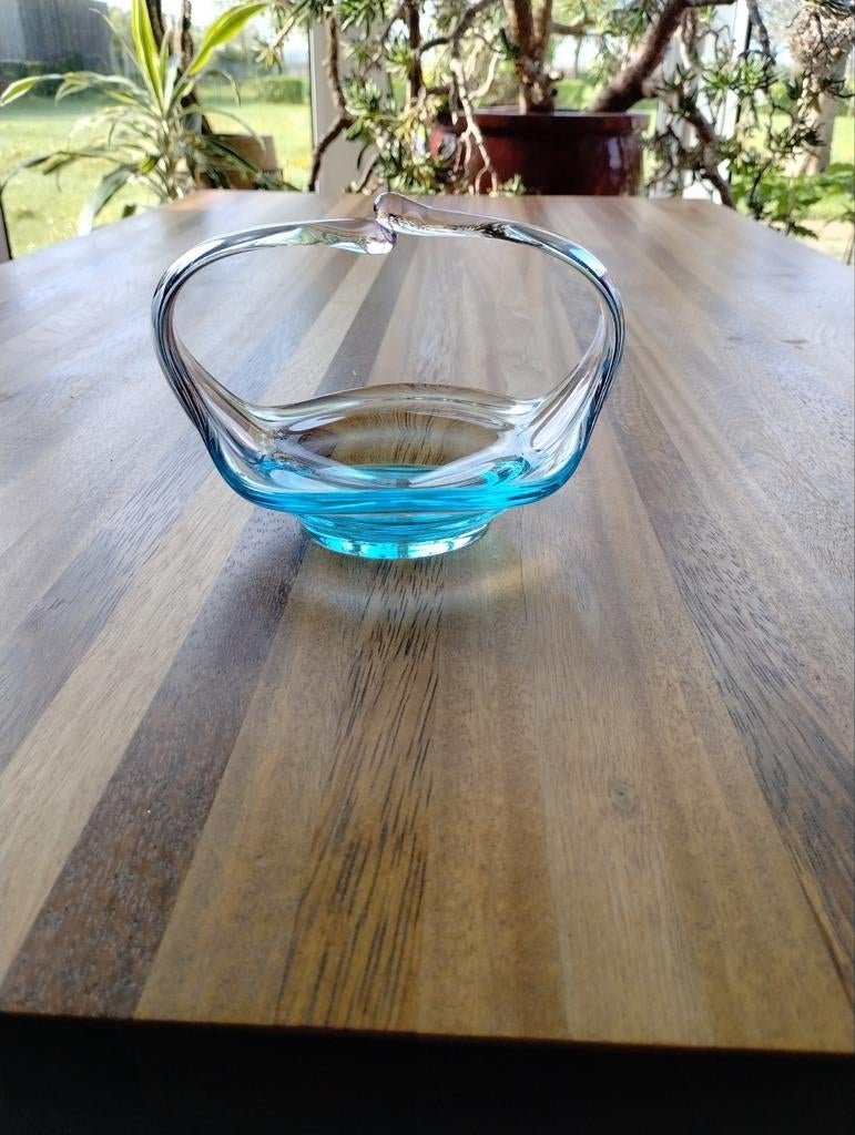 Bonbonschaaltje vintage antiek blauw glas, Ophalen of Verzenden
