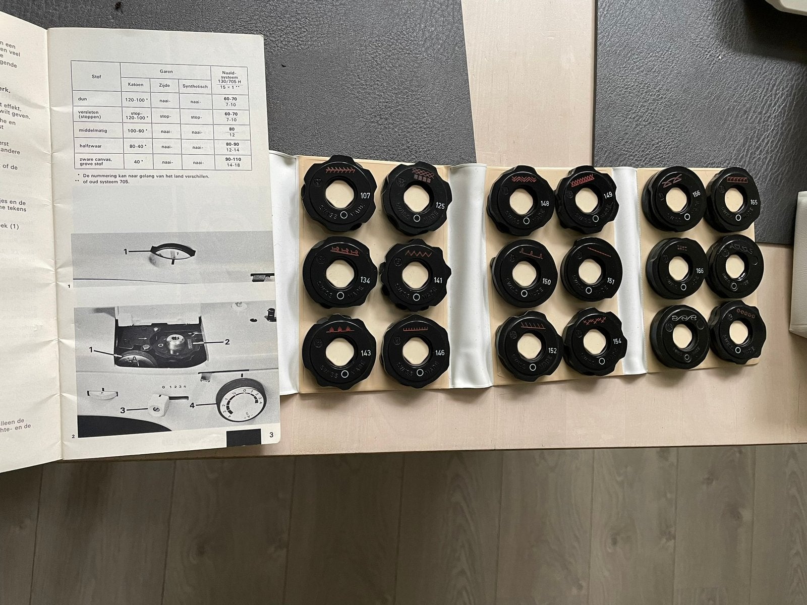 SET VOOR ELNA CARINA DISCK SCHIJVEN MET VERSCHILLENDE STEKEN, Ophalen of Verzenden, Gebruikt, Naaimachine, Overige merken