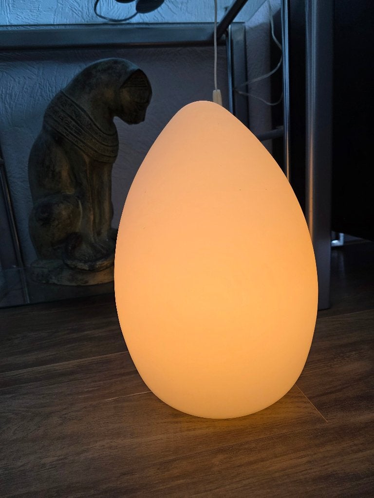 Ei vloer/tafellamp besselink 37cm hoog, Ophalen of Verzenden, Gebruikt, Glas, Met schakelaar