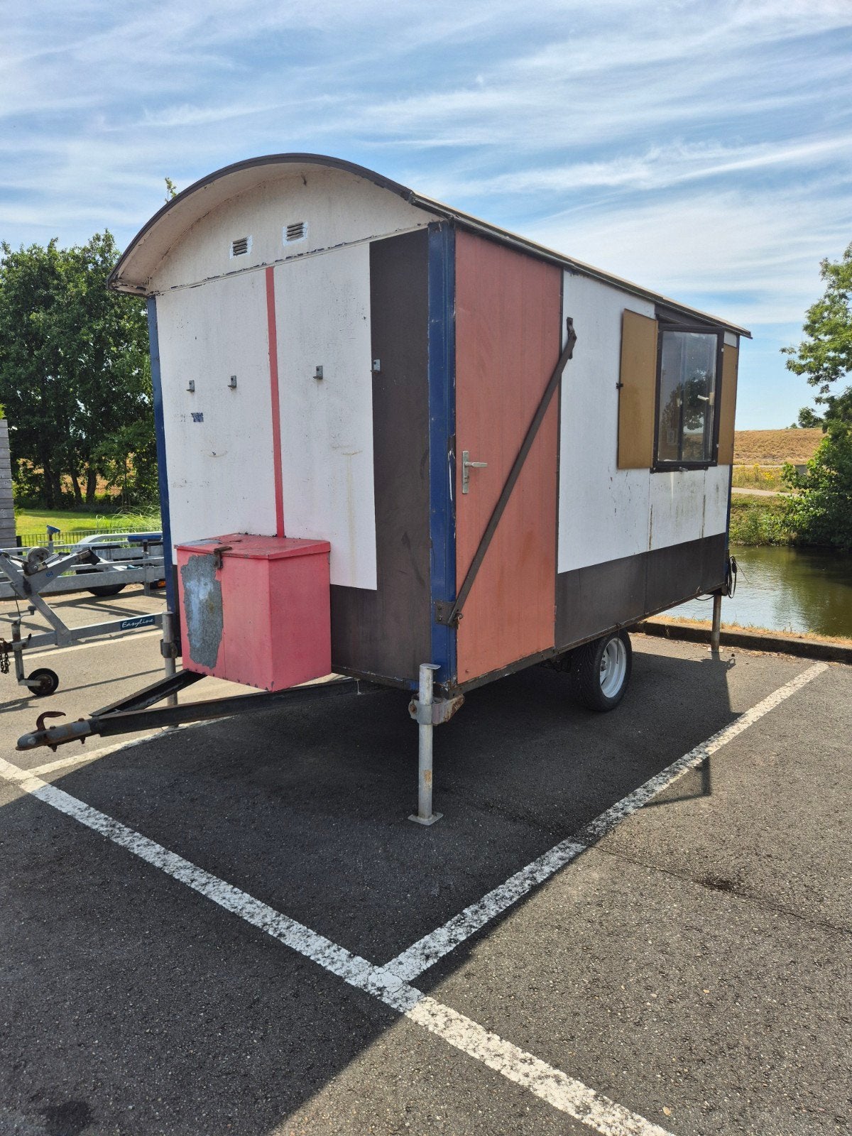 Pipowagen/schaftkeet, Doe-het-zelf en Verbouw, Bouwketen en Schaftketen, Ophalen, Gebruikt