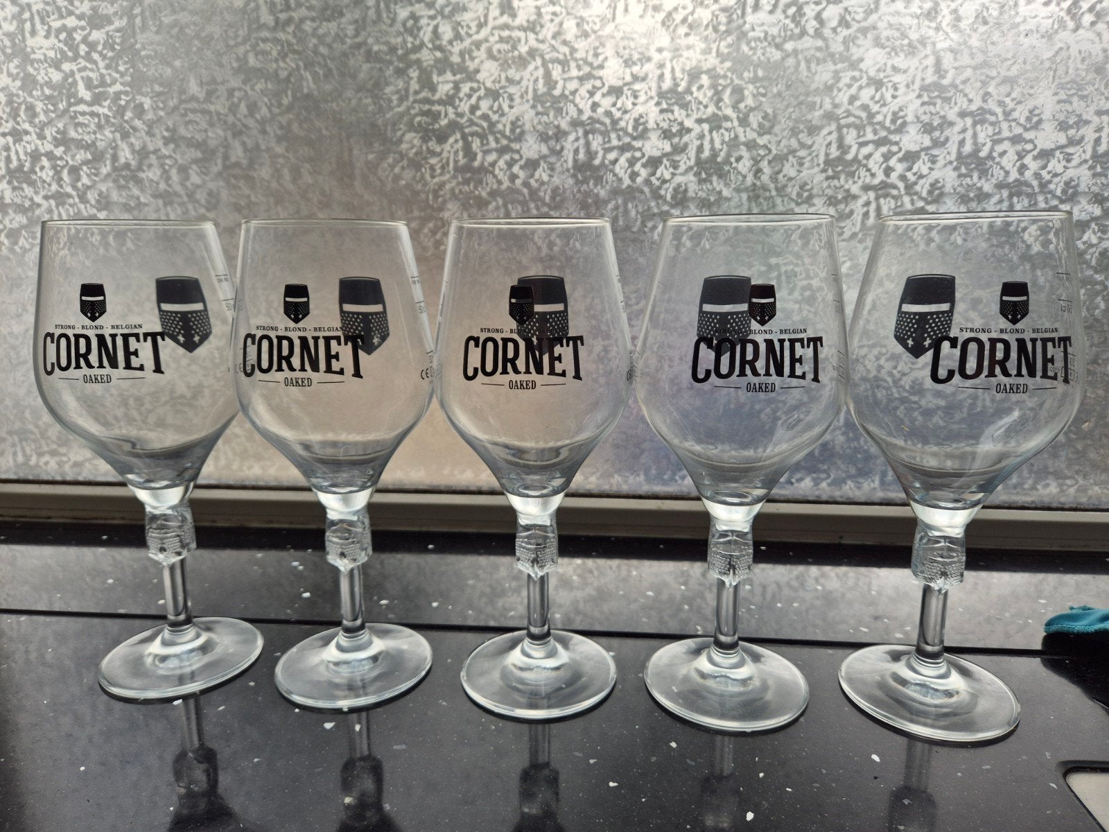 Set van 5 Cornet Oaked bierglazen, Met patroon/structuur, Transparant, Ophalen of Verzenden, Glas