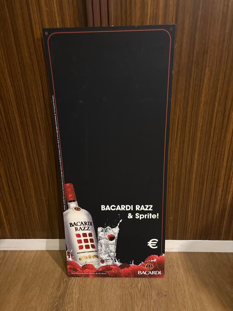 Bacardi razz krijtbord - Bacardi Reclame, Verzamelen, Ophalen of Verzenden, Zo goed als nieuw, Reclamebord