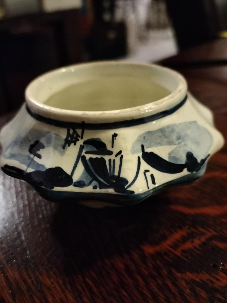 Vintage Delfts Blauw Potje - Handgeschilderd - 10 cm, Antiek en Kunst, Ophalen of Verzenden