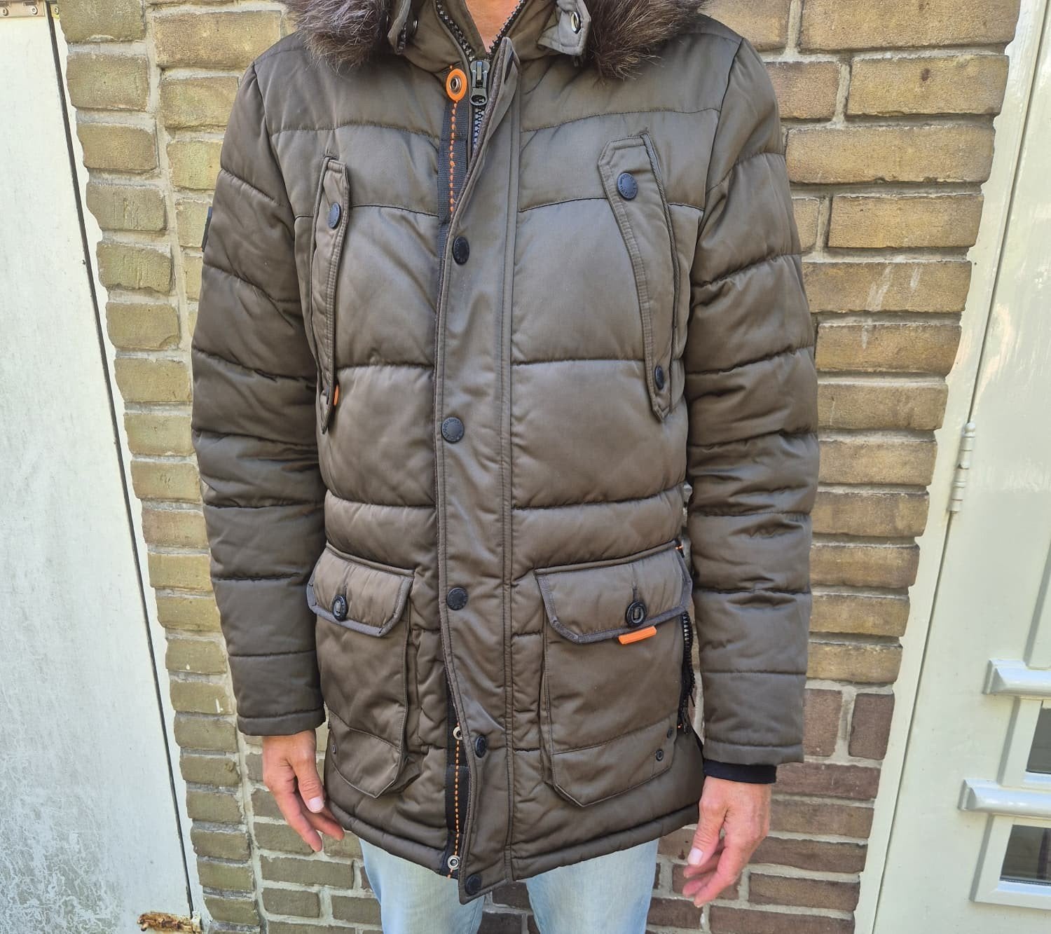 Superdry Chinook Jas met afneembare bontkraag - Maat M, Maat 48/50 (M), Ophalen of Verzenden, Gedragen, Groen